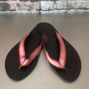J. Crew Striped Leather Flip-Flops